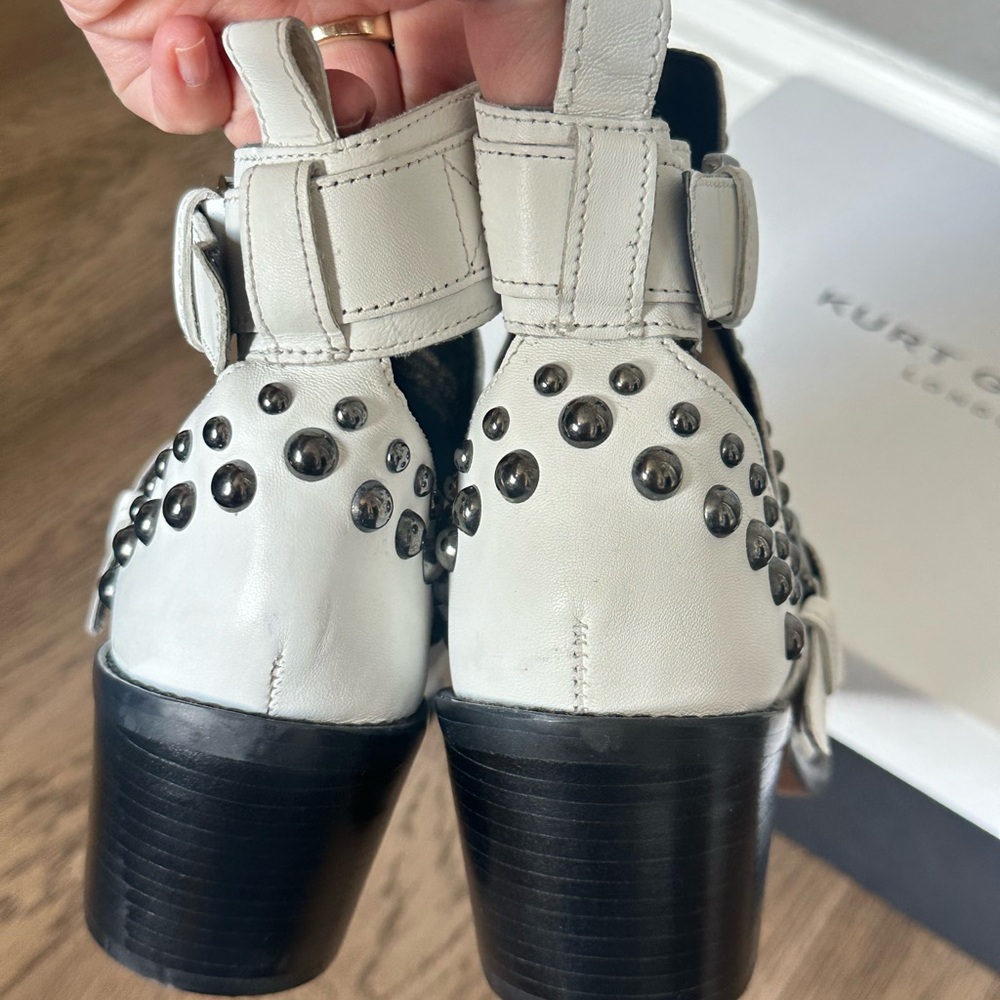 Kurt Geiger Sybil White Studded Ankle Boots - Picture 8 of 9